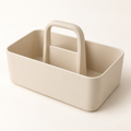 Ivory carry caddy with central handle, three-quarter view
