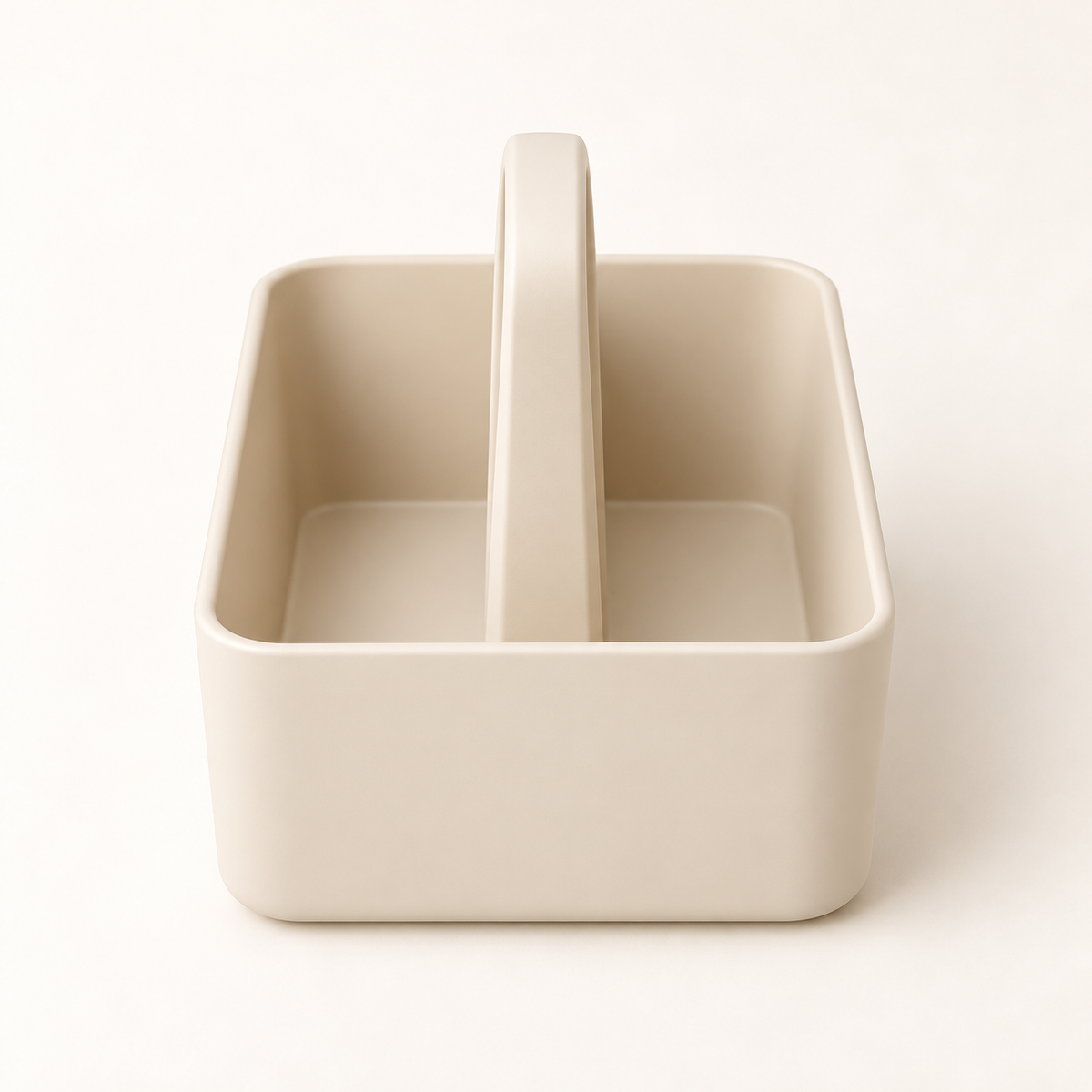 Short-side view of ivory carry caddy