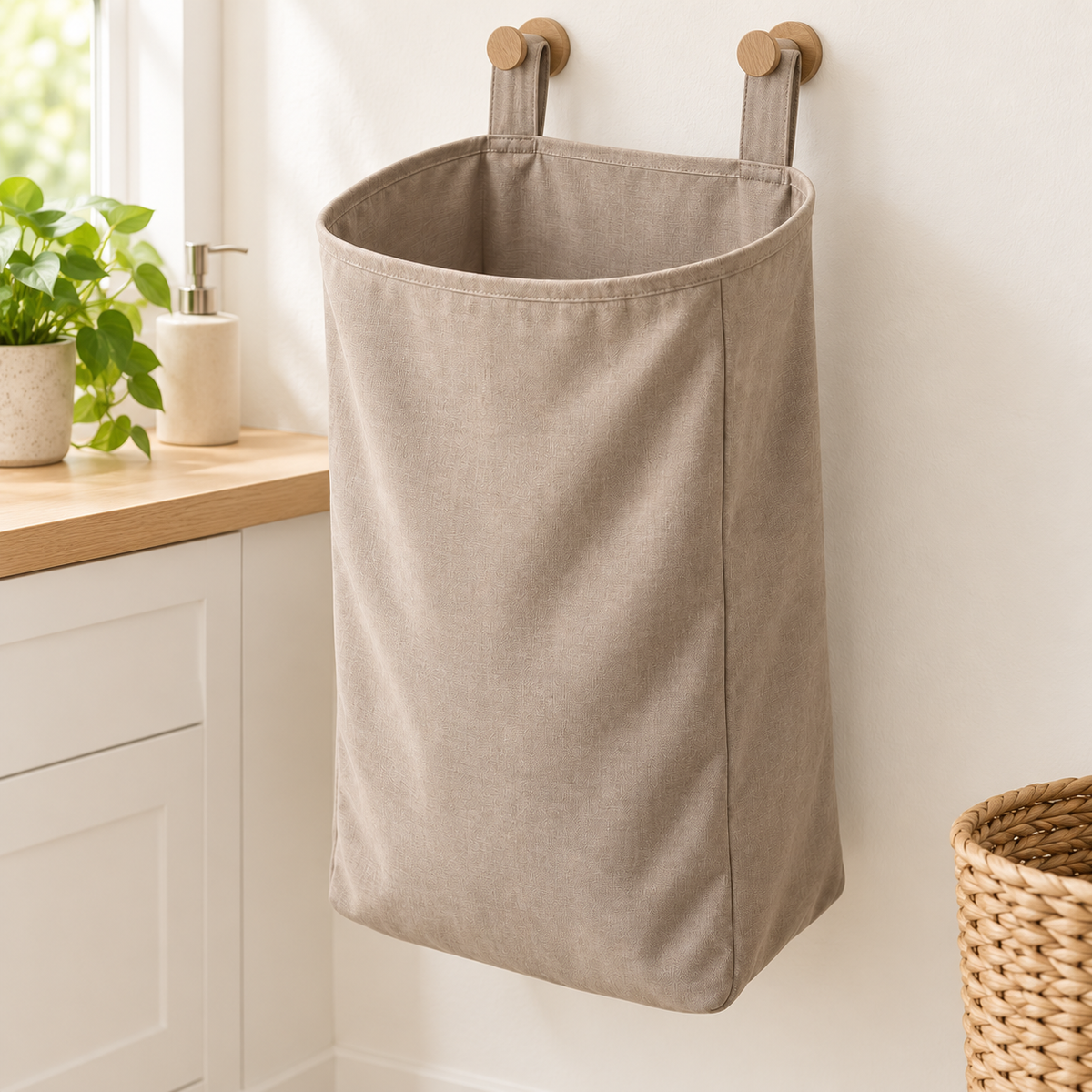 Hanging Laundry Bag — laundry room setting