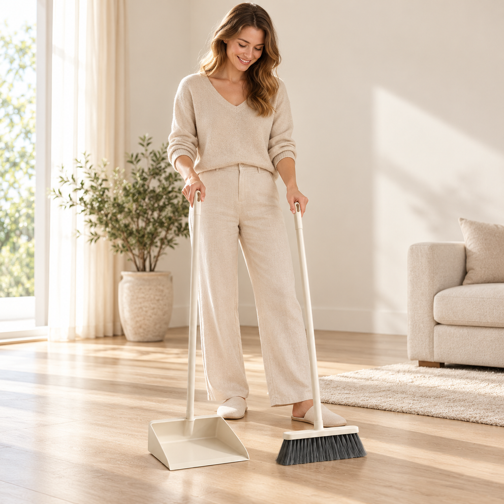 Long Handle Dustpan Set — woman holding set