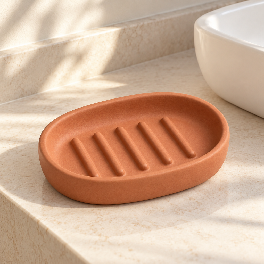 Oval Soap Dish — bathroom setting
