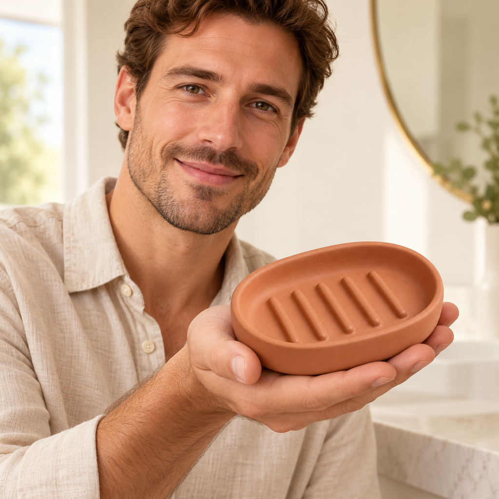Oval Soap Dish — man holding dish